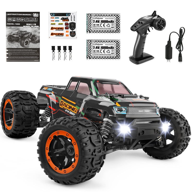 HAIBOXING Remote Control Car 16889, 1:16 Scale 2.4Ghz RC Cars 4x4 Off Road Trucks, Waterproof RTR RC Monster Truck 36KM/H, Toys for Kids and Adults with 2 Batteries 35+ mins Play - Image 1